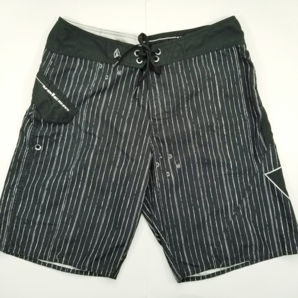 Volcom Mens Black Striped Board Shorts